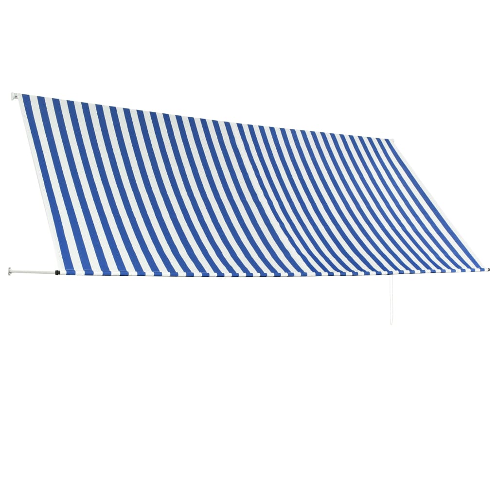 vidaXL Markiza zwijana, 350 x 150 cm, biało-niebieska