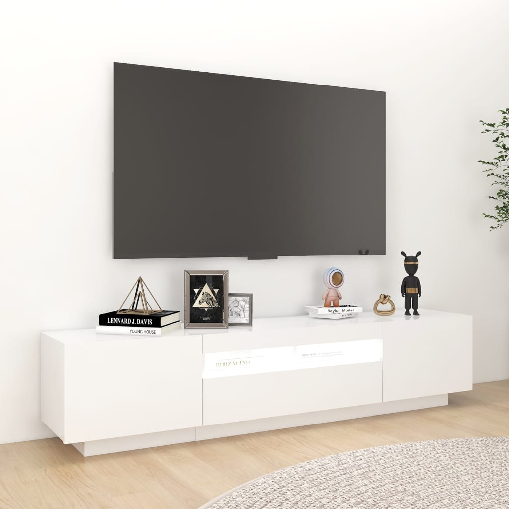 vidaXL Szafka TV z oświetleniem LED, biała, 180x35x40 cm