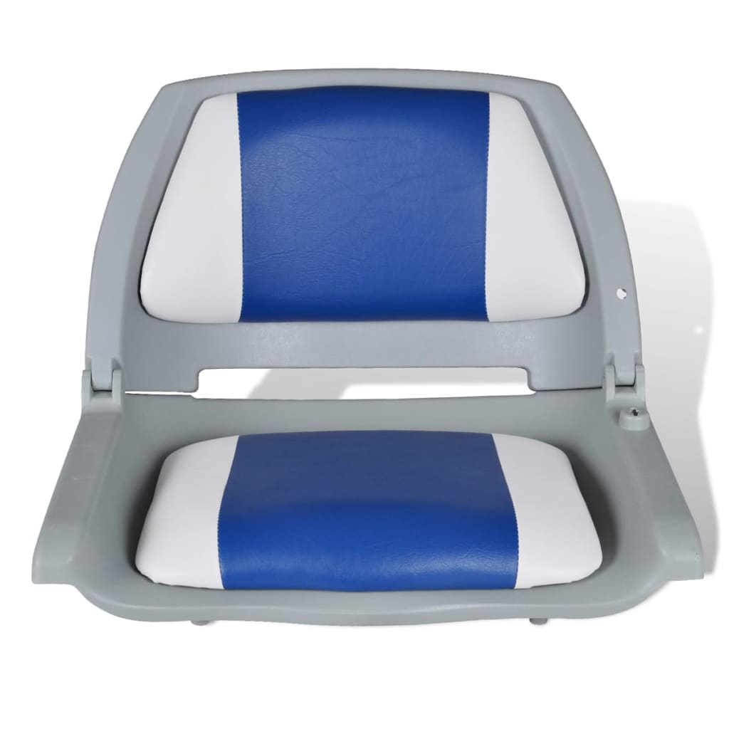 vidaXL Składany fotel na łódź, biało-niebieski z poduszką, 48x51x41 cm