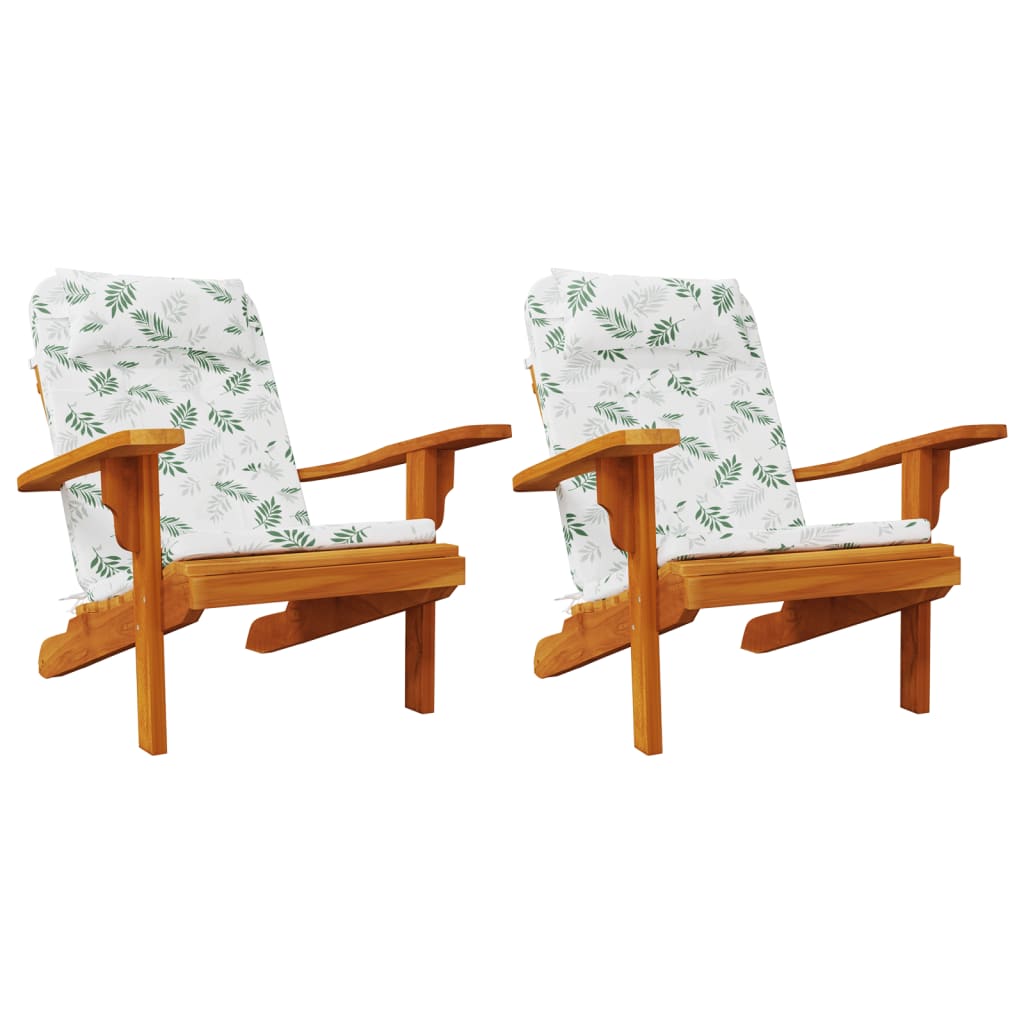 vidaXL Poduszki na krzesła Adirondack, 2 szt., wzór w liście, tkanina