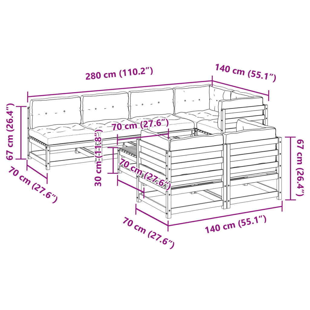 vidaXL 8-cz. zestaw wypoczynkowy do ogrodu, z poduszkami, woskowy brąz