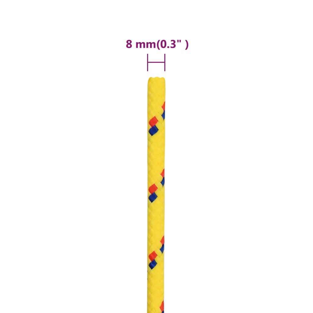 vidaXL Linka żeglarska, żółta, 8 mm, 250 m, polipropylen