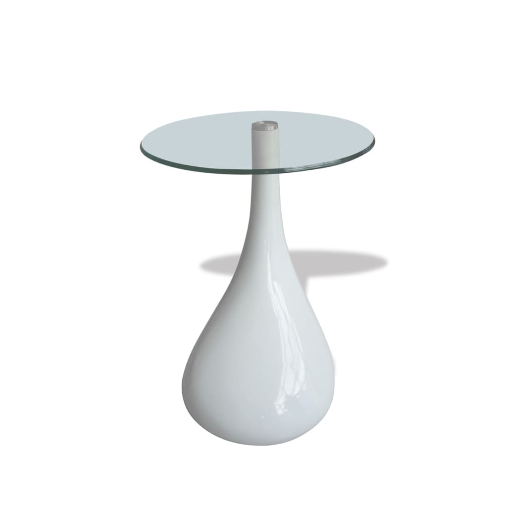 vidaXL 2 białe stoliki z okrągłym, szklanym blatem, wysoki połysk