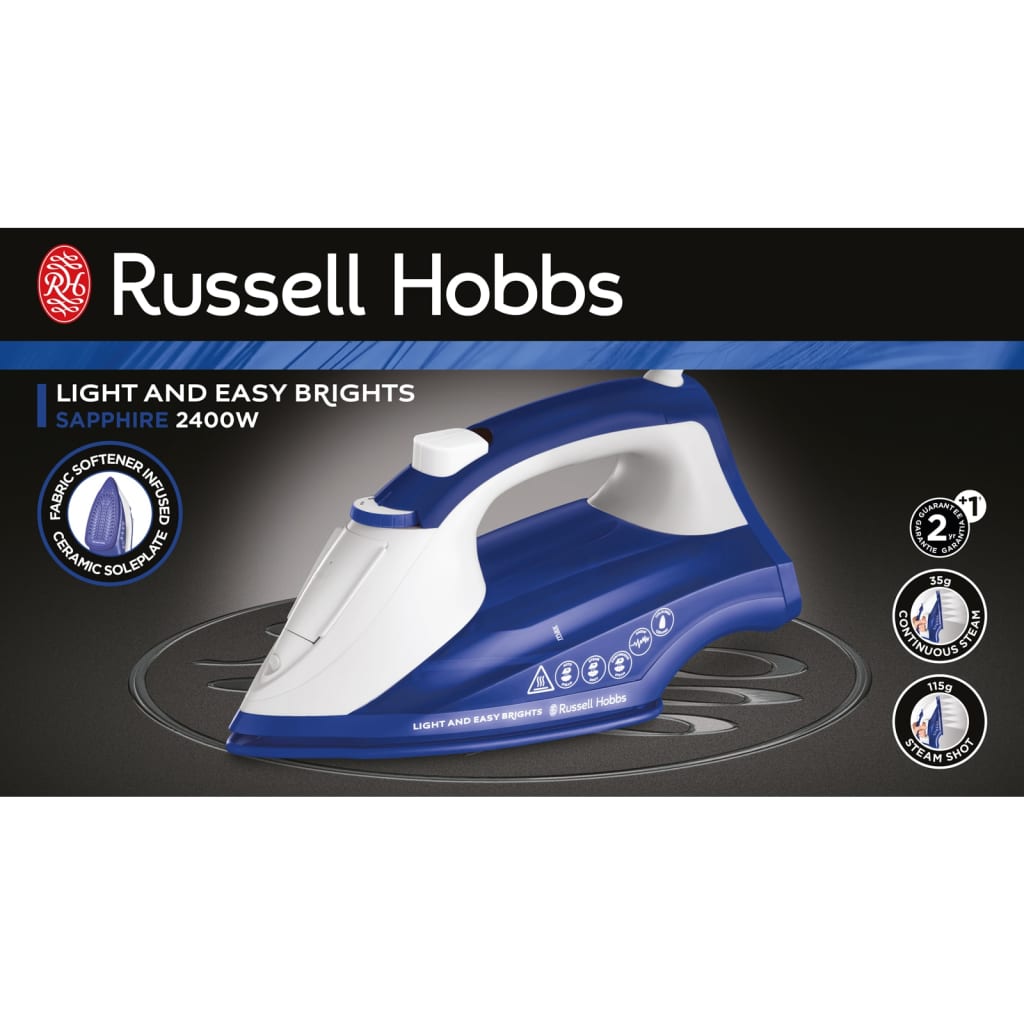 Russell Hobbs Żelazko Light and Easy Brights, 2400 W, szafirowe