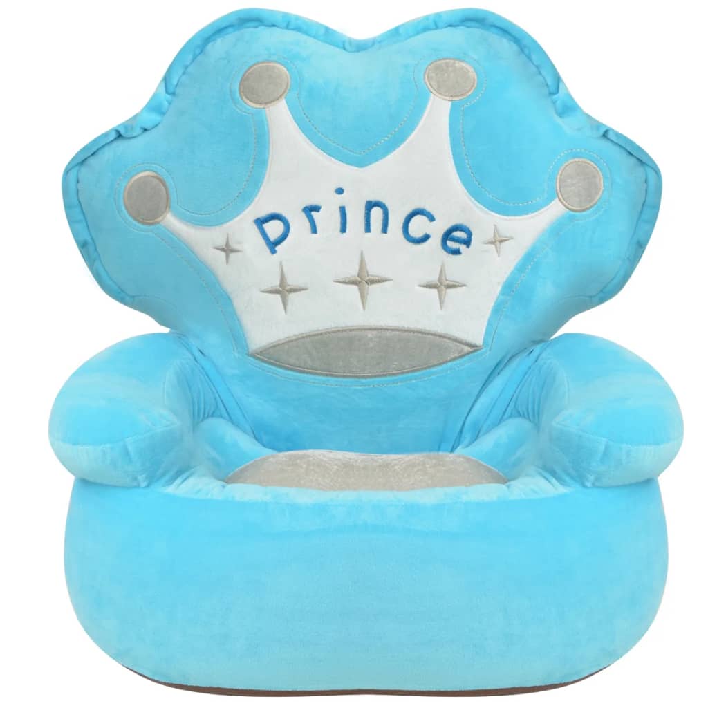 vidaXL Fotel dla dzieci PRINCE, pluszowy, niebieski