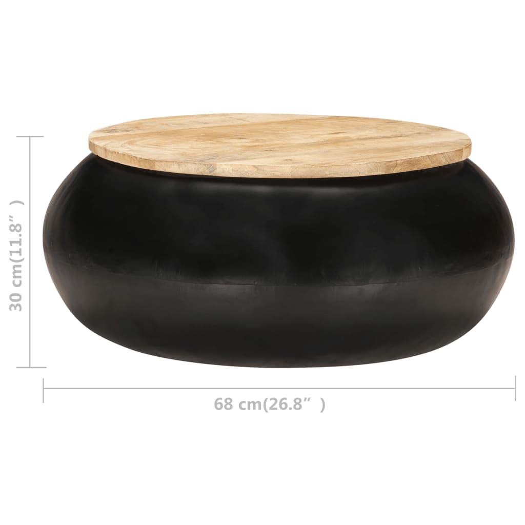 vidaXL Stolik kawowy, czarny, 68x68x30 cm, lite drewno mango