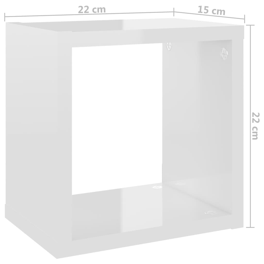 vidaXL Półki ścienne kostki, 4 szt., białe z połyskiem, 22x15x22 cm