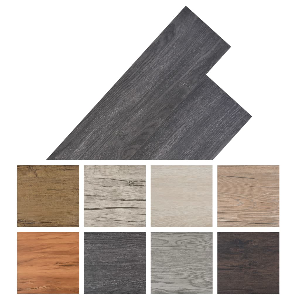 vidaXL Panele podłogowe z PVC, 4,46 m², 3 mm, czarne, bez kleju