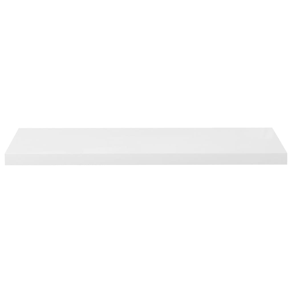 vidaXL Półki ścienne, 2 szt, wysoki połysk, białe, 90x23,5x3,8 cm, MDF