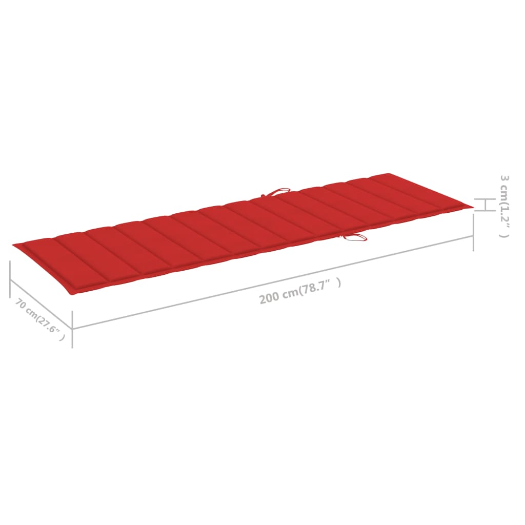 vidaXL Leżak z czerwoną poduszką, impregnowane drewno sosnowe