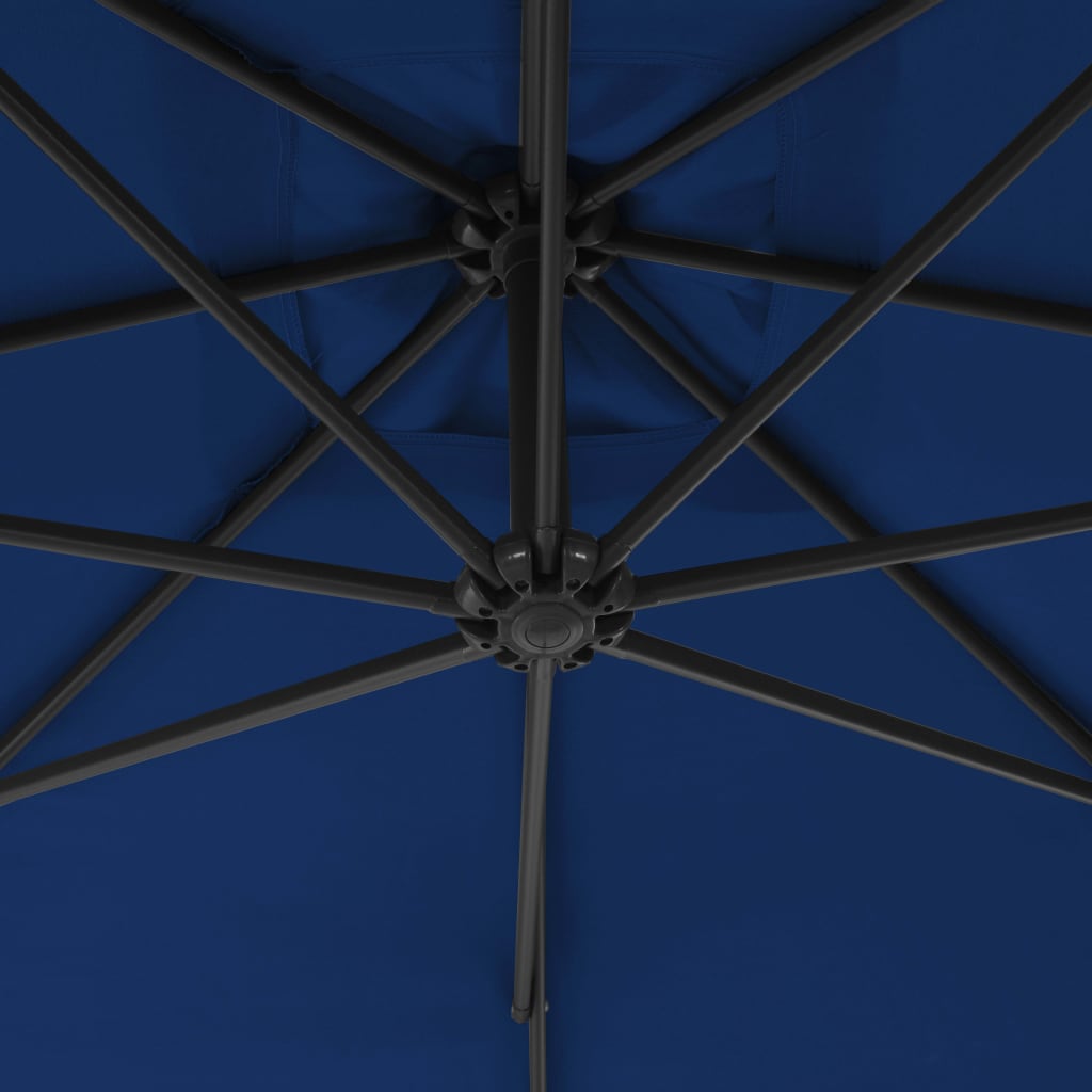 vidaXL Parasol wiszący ze stalowym słupkiem, 250 x 250 cm, lazurowy