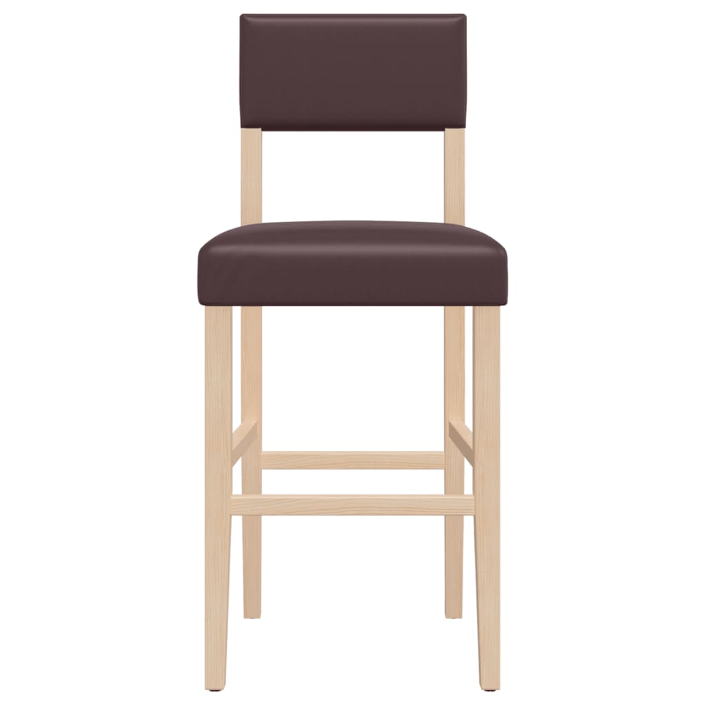 vidaXL Krzesła barowe, 2 szt., lite drewno kauczukowe i sztuczna skóra