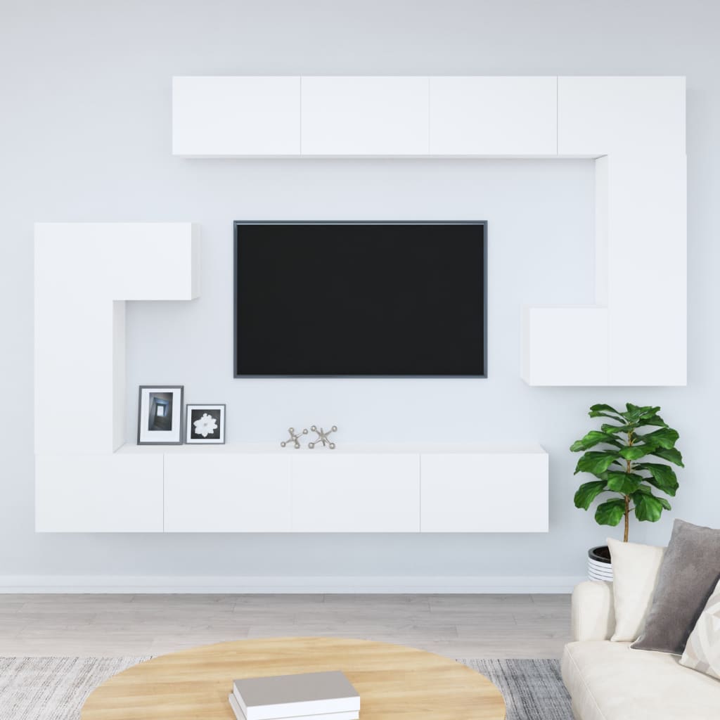 vidaXL Wisząca szafka telewizyjna, biała, materiał drewnopochodny