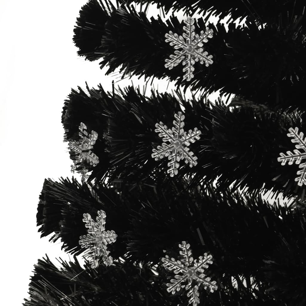 vidaXL Choinka ze śnieżynkami LED, czarna, 210 cm, światłowodowa