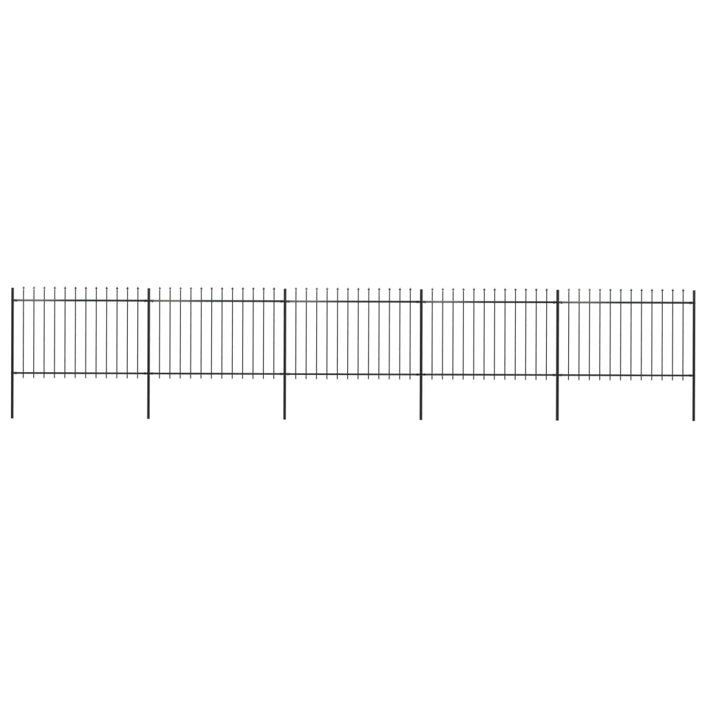 vidaXL Ogrodzenie z prętów z grotami, stalowe, 8,5 x 1,2 m, czarne