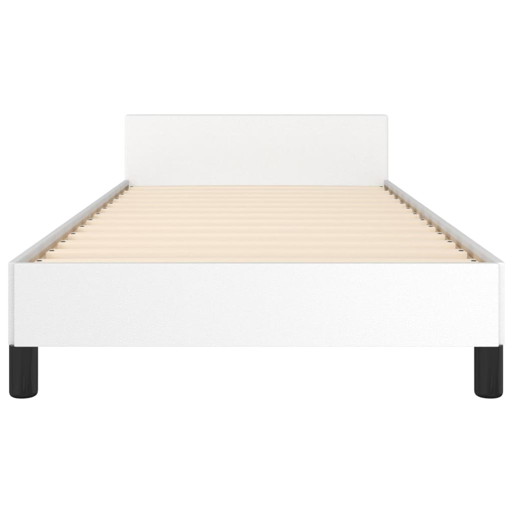 vidaXL Rama łóżka z zagłówkiem, biała, 90x200 cm, sztuczna skóra