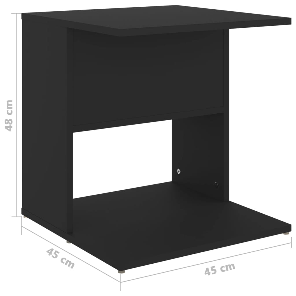 vidaXL Stolik boczny, czarny, 45x45x48 cm, płyta wiórowa