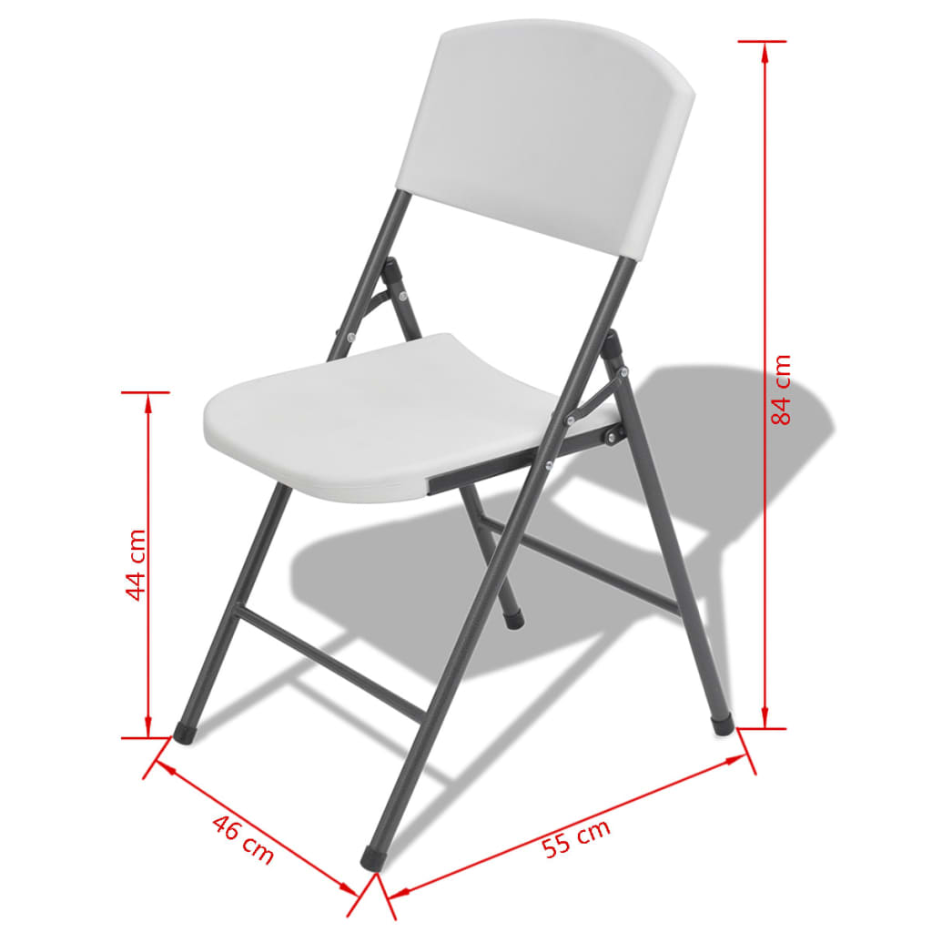vidaXL Składane krzesła ogrodowe, 4 szt., stal i HDPE, białe
