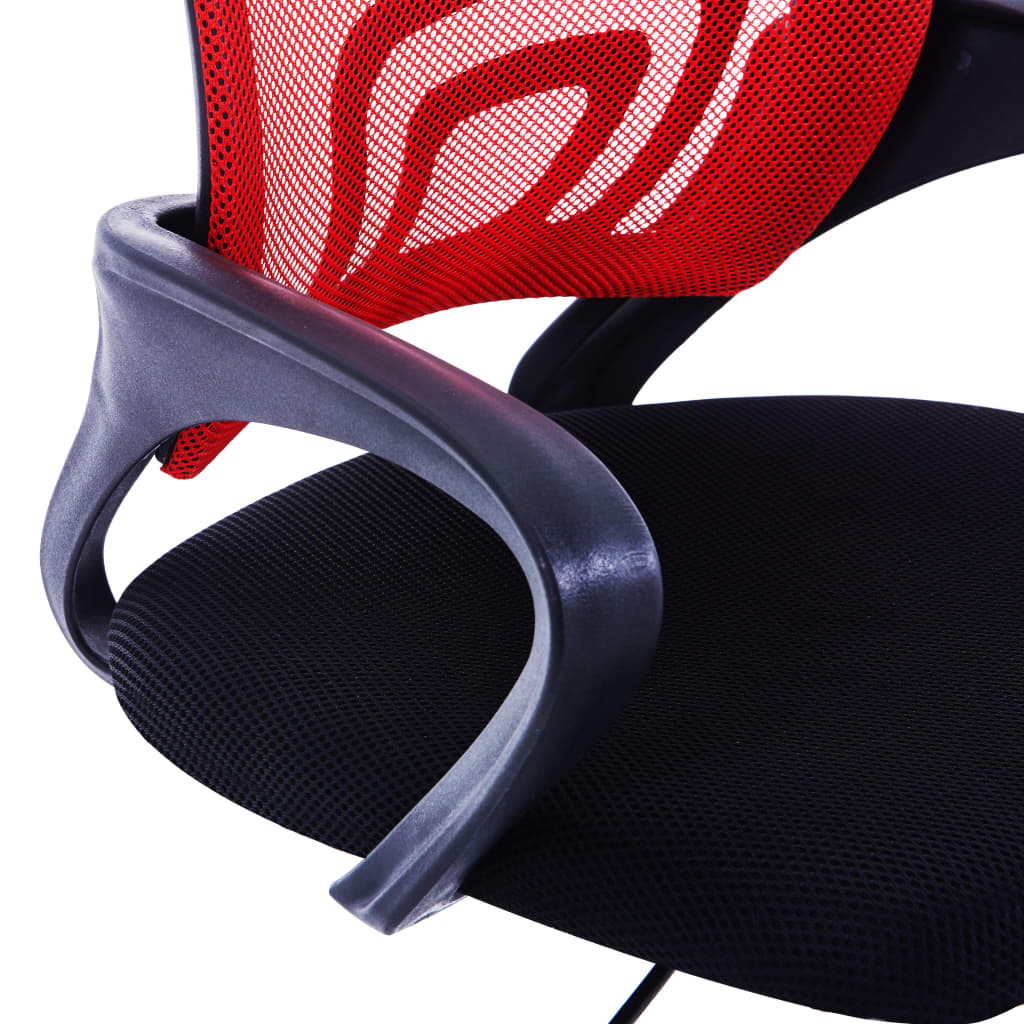 vidaXL Krzesło biurowe z siatkowym oparciem, czerwone, tkanina