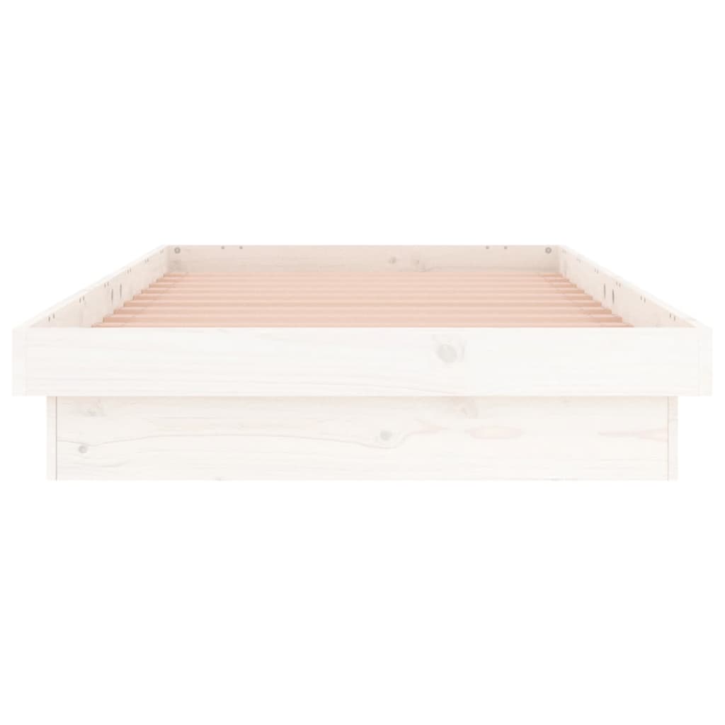 vidaXL Rama łóżka z LED, biała, 75x190 cm, pojedyncza, lite drewno