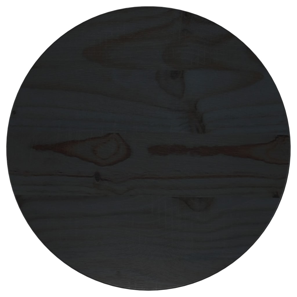 vidaXL Blat stołu, czarny, Ø30x2,5 cm, lite drewno sosnowe
