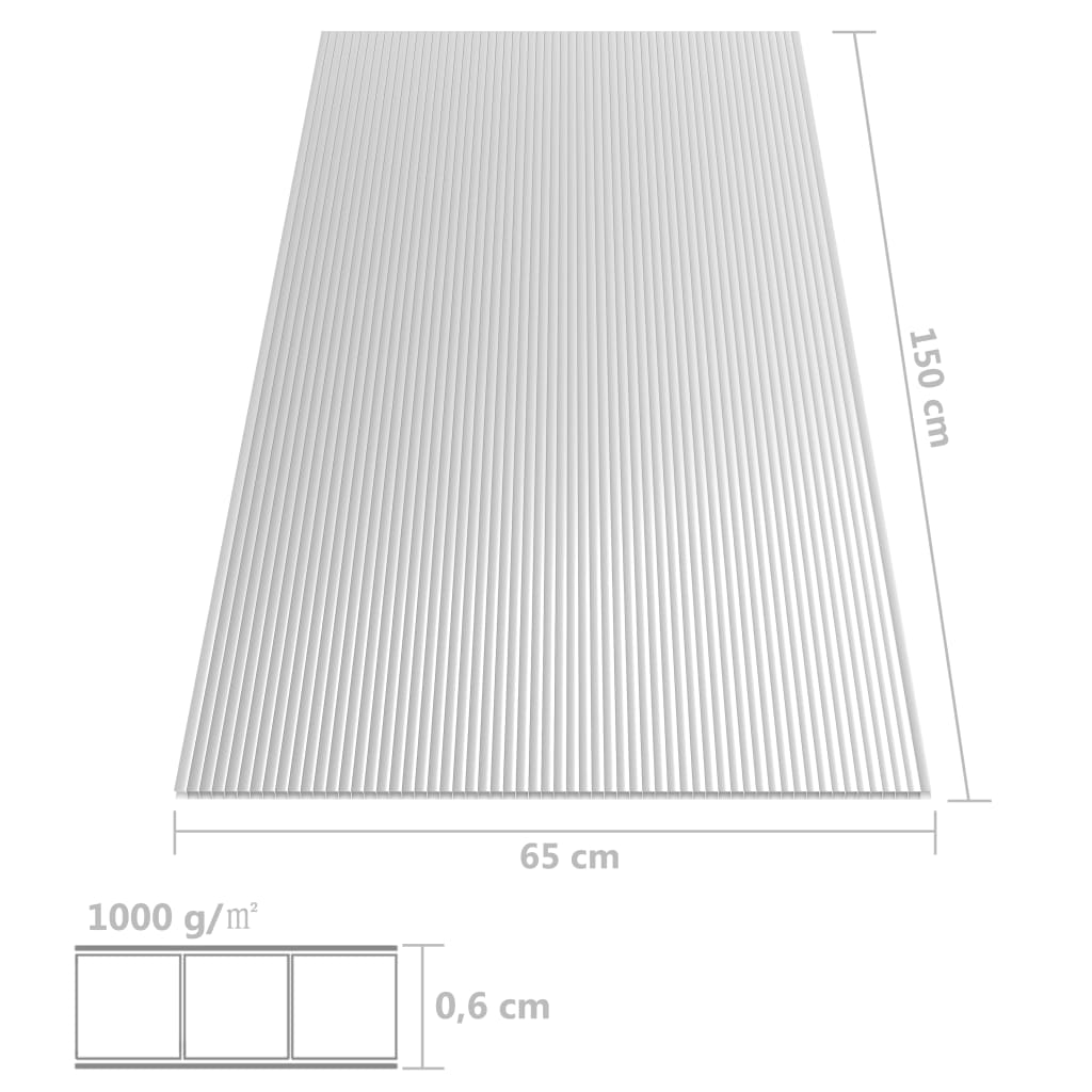 vidaXL Płyty poliwęglanowe, 2 szt., 6 mm, 150x65 cm