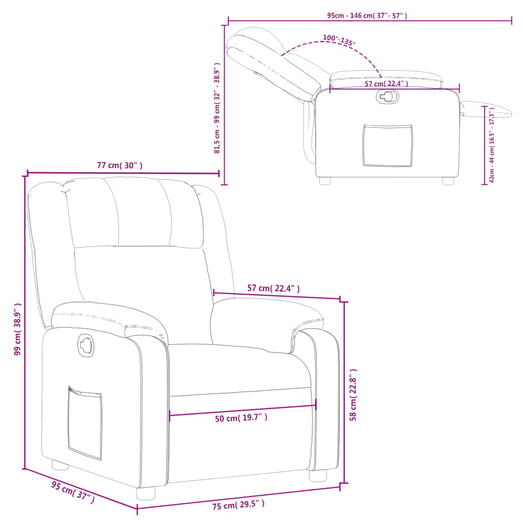 vidaXL Fotel rozkładany, kremowy, sztuczna skóra