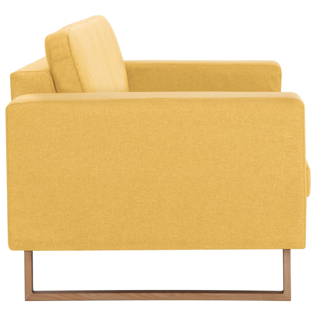 vidaXL Sofa 2-osobowa, tapicerowana tkaniną, żółta