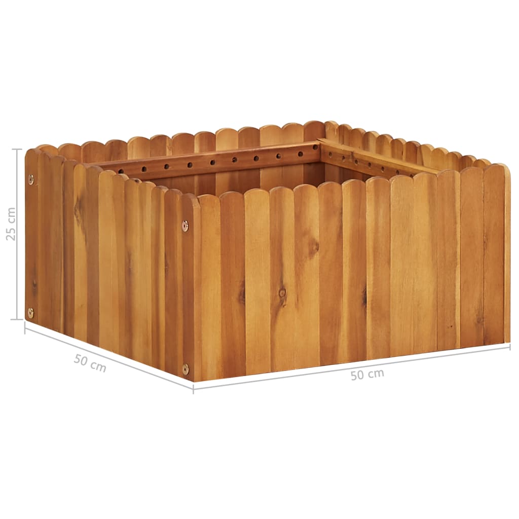 vidaXL Podwyższona donica ogrodowa, 50x50x25 cm, lite drewno akacjowe
