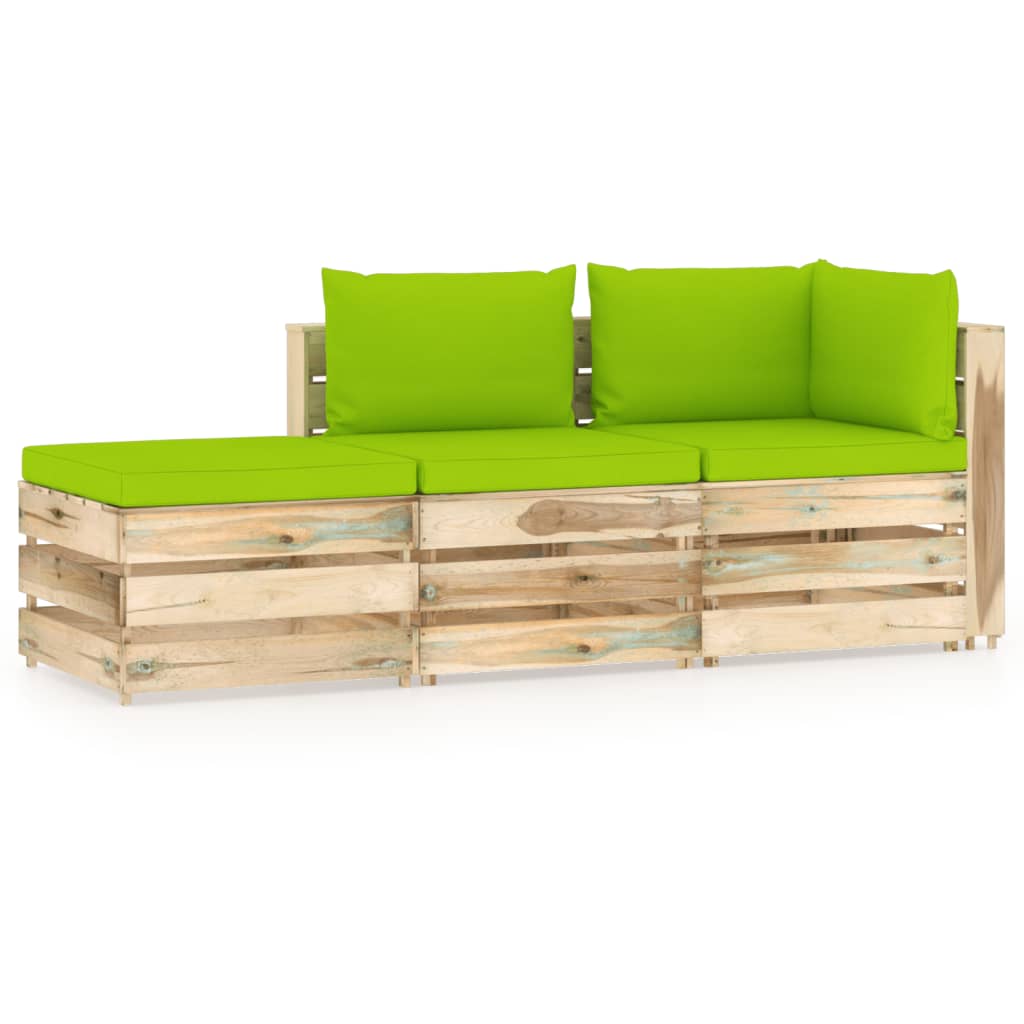 vidaXL 3-cz. zestaw wypoczynkowy do ogrodu, z poduszkami, drewniany