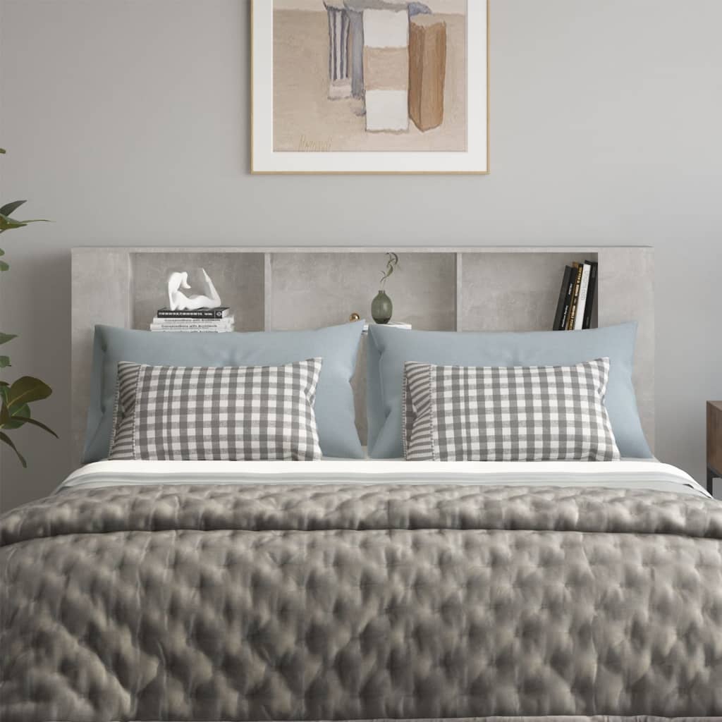 vidaXL Wezgłowie łóżka z półkami, szarość betonu, 180x18,5x104,5 cm
