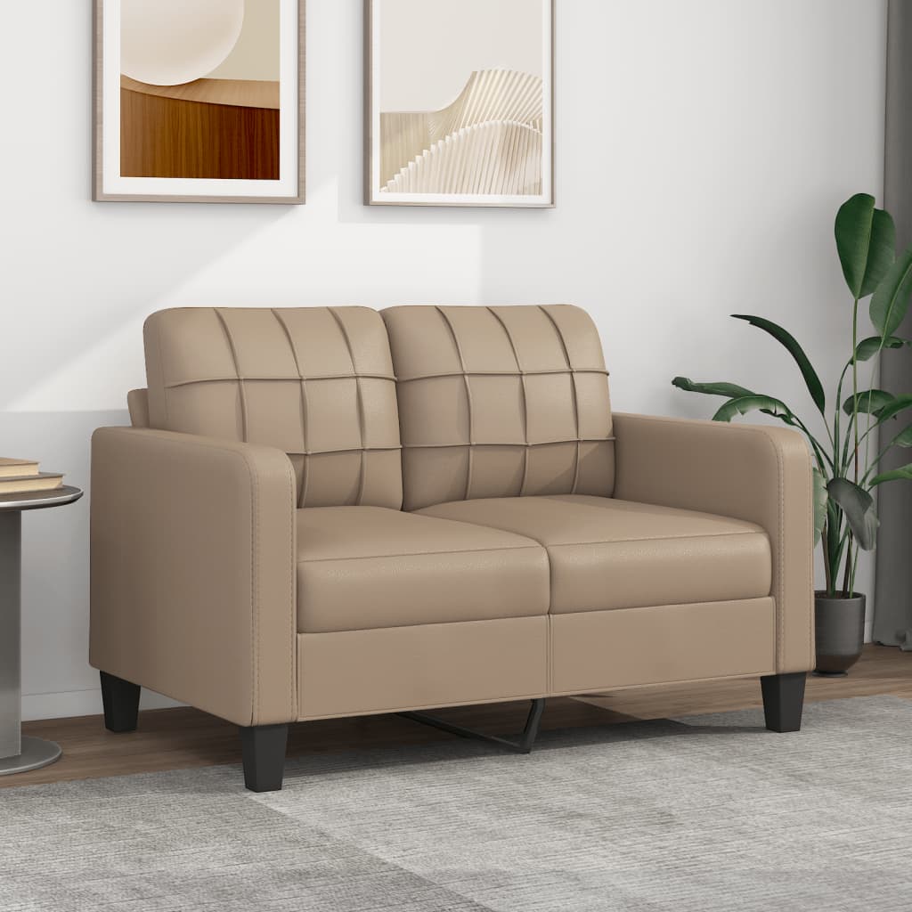 vidaXL 2-osobowa sofa, kolor cappuccino, 120 cm, sztuczna skóra