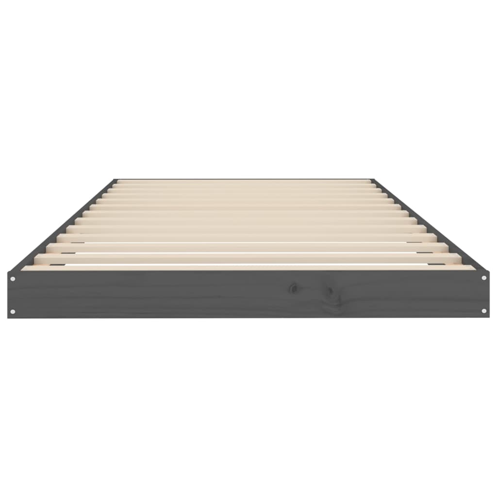 vidaXL Rama łóżka, szara, 90 x 200 cm, lite drewno sosnowe