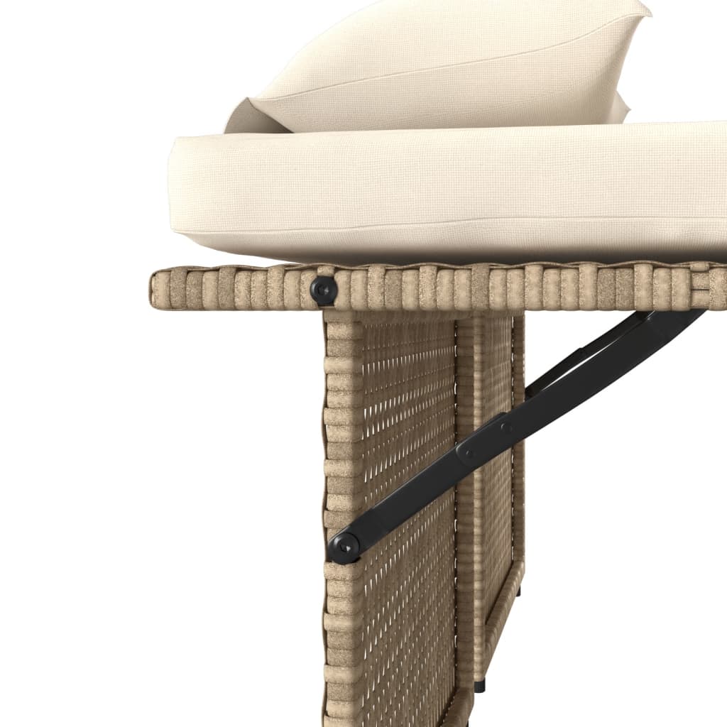 vidaXL Rozkładana ławka ogrodowa z poduszkami, beżowa, polirattan