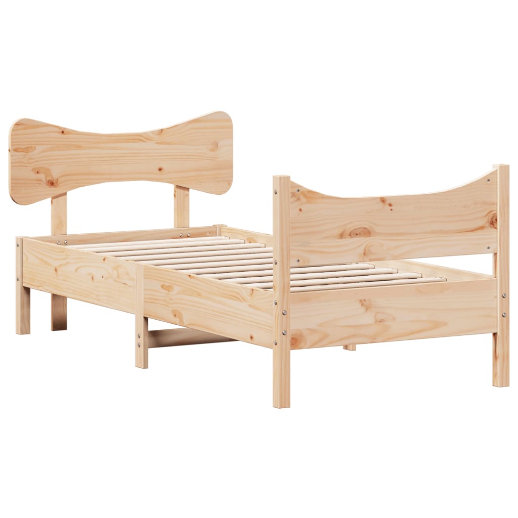 vidaXL Rama łóżka z wezgłowiem, biała, 75x190 cm, lite drewno sosnowe