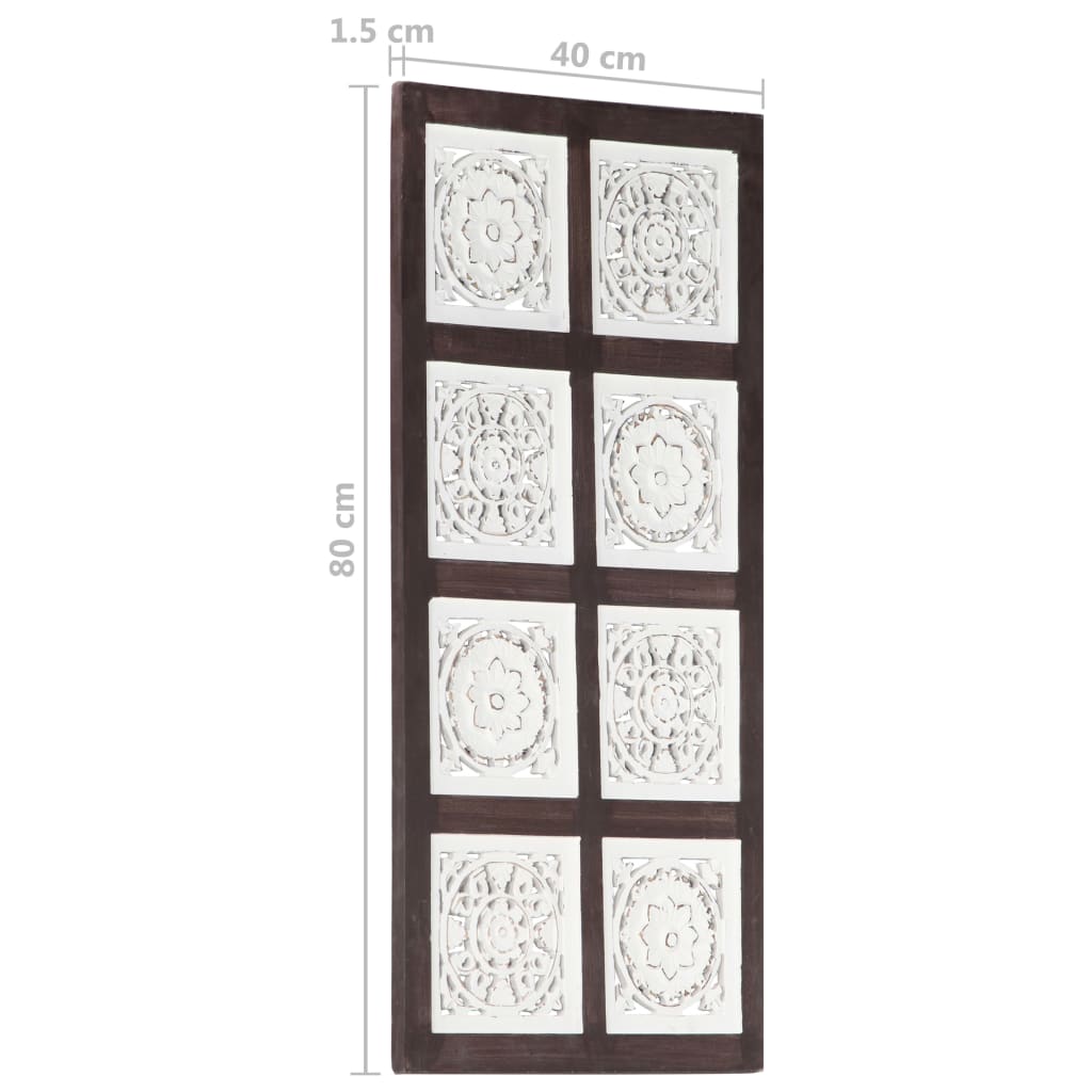 vidaXL Ręcznie rzeźbiony panel ścienny, MDF, 40x80x1,5 cm, brąz i biel