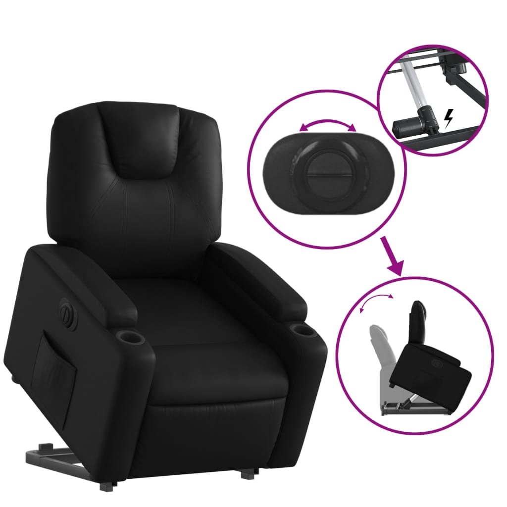 vidaXL Rozkładany fotel pionizujący, elektryczny, czarny, ekoskóra