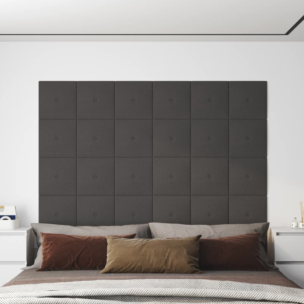 vidaXL Panele ścienne, 12 szt, ciemnoszare, 30x30 cm, tkanina, 1,08 m²