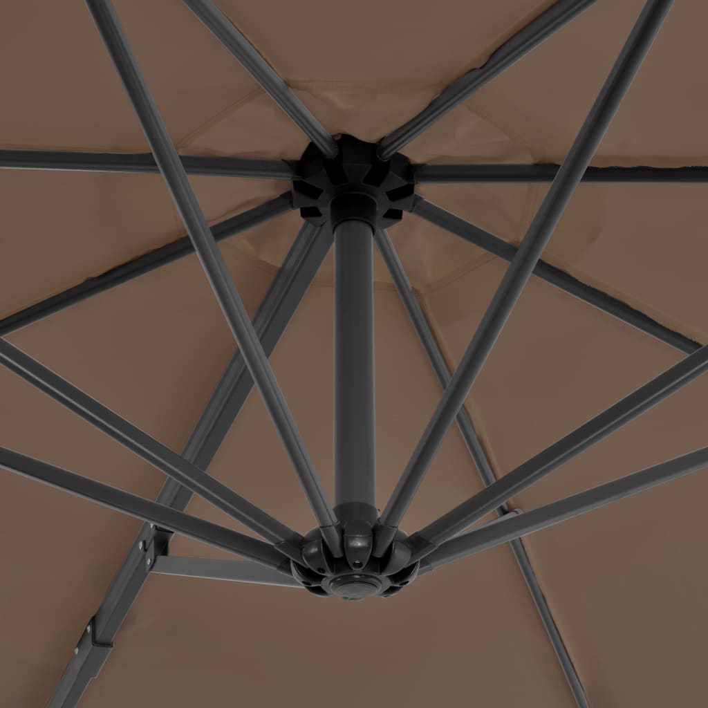 vidaXL Parasol wiszący z aluminiowym słupkiem, 300 cm, taupe