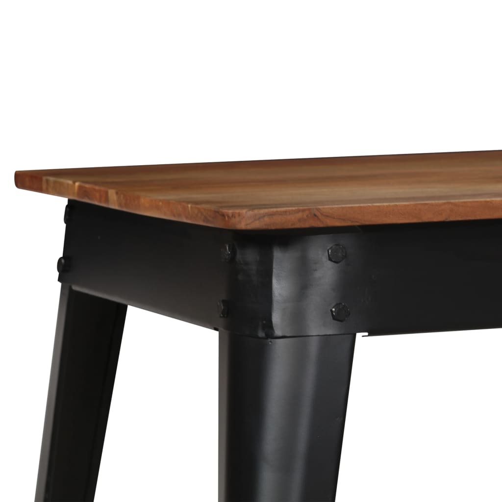vidaXL Stół do jadalni z litego drewna akacjowego i stali, 120x60x76cm