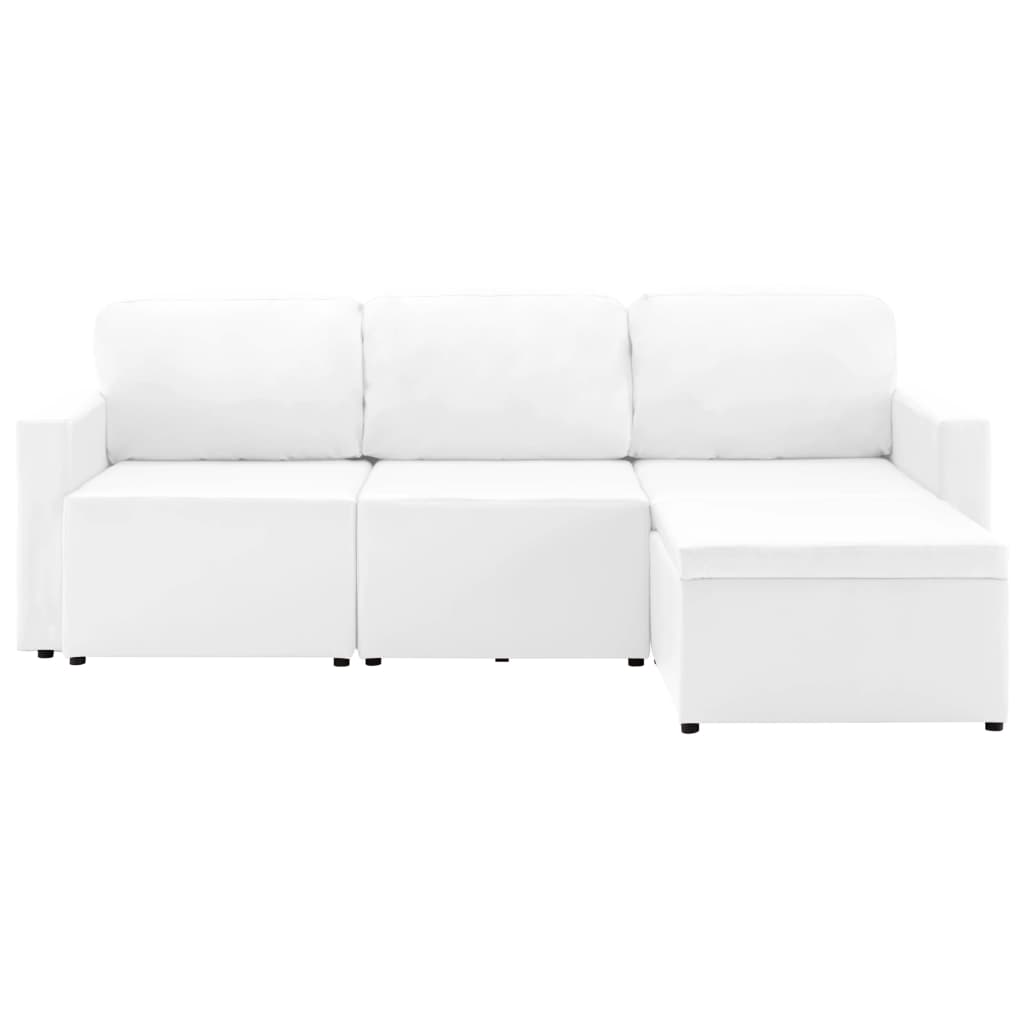 vidaXL 3-osobowa, rozkładana sofa modułowa, biała, sztuczna skóra