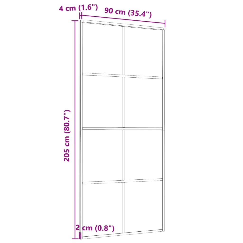 vidaXL Drzwi przesuwne, aluminium i szkło ESG, 90x205 cm, czarne
