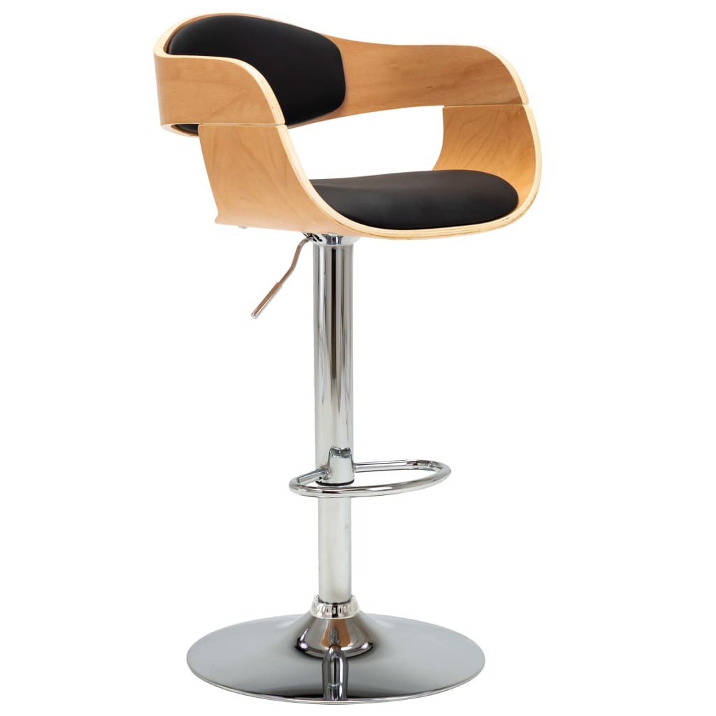 vidaXL Krzesło barowe, czarne, gięte drewno i sztuczna skóra