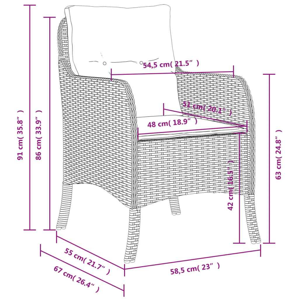 vidaXL Krzesła ogrodowe z poduszkami, 2 szt., beżowe, polirattan