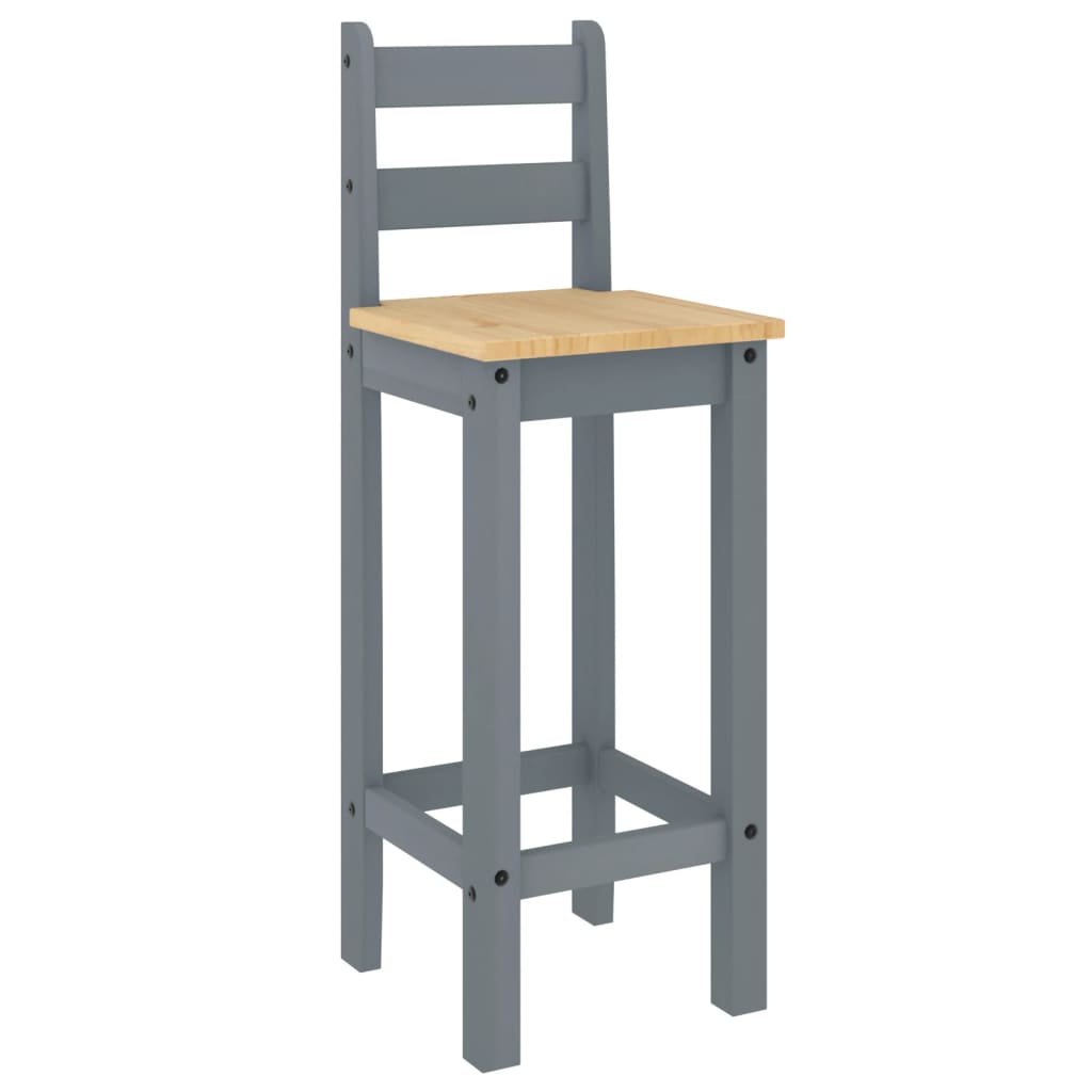 vidaXL Krzesła barowe, 2 szt., szare, lite drewno sosnowe