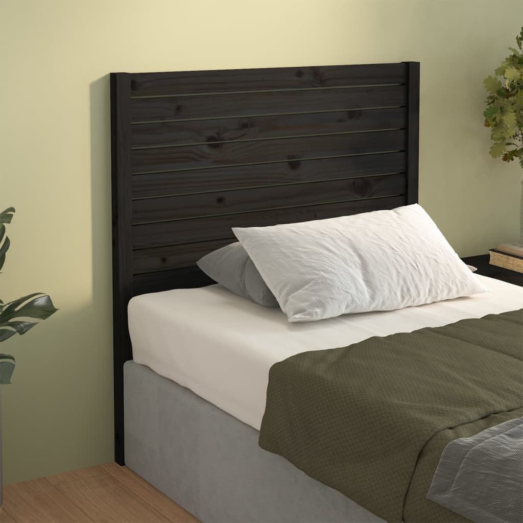 vidaXL Wezgłowie łóżka, czarne, 106x4x100 cm, lite drewno sosnowe