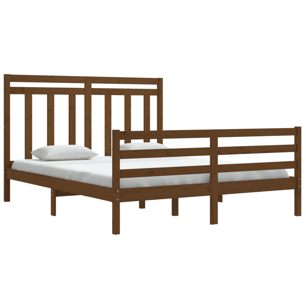 vidaXL Rama łóżka, miodowy brąz, lite drewno, 160 x 200 cm