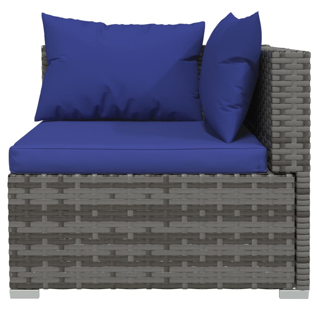vidaXL 3-osobowa sofa ogrodowa z poduszkami, szary rattan PE