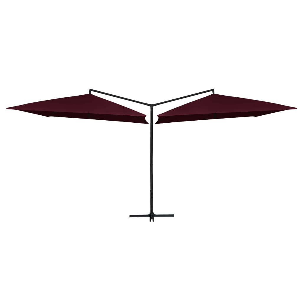 vidaXL Podwójny parasol na stalowym słupku, 250 x 250 cm, bordowy