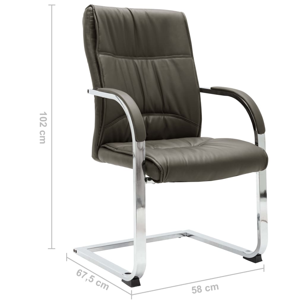 vidaXL Krzesło biurowe, wspornikowe, szare, sztuczna skóra